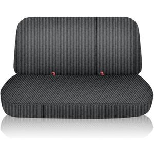 Heavy-Duty Textured Truck Bench Seat Cover Universal Fit for Ford for Chevrolet for Dodge Trucks Full Size Pickup Trucks, Stretchable Fabric with Storage Pockets - Gray