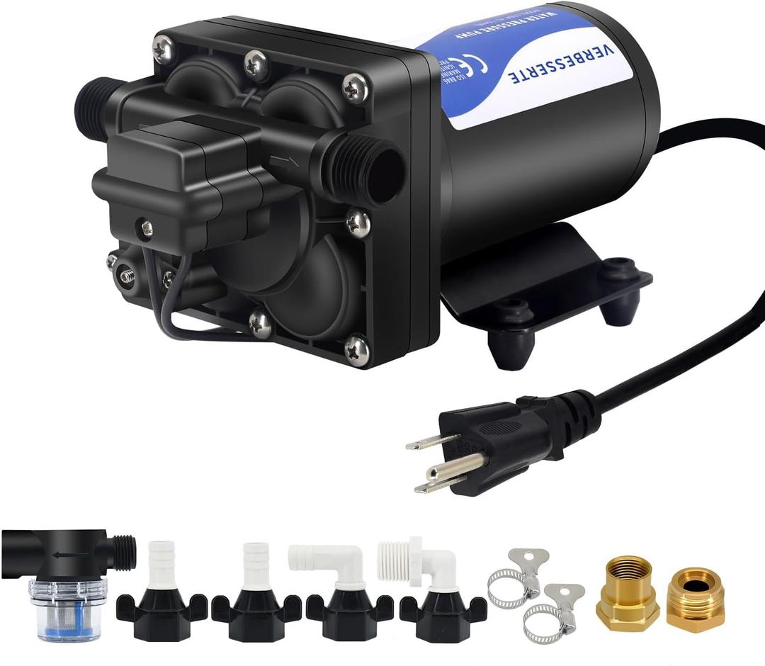 RV Fresh Water Pump 110V Water High Pressure Increase Booster Pump for Home Irrigation 5.5GPM 75PSI Marine Boat Washdown Pump Diaphragm on Demand Water Pump for Yard Garden Camp Yacht