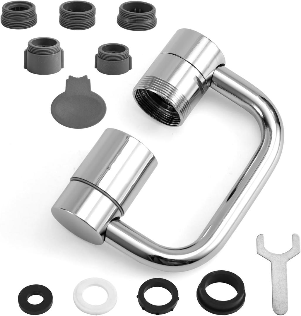 Rotatable Faucet Extender, Universal Swivel U-Shaped Rotatable Faucet Aerator Extender with 2 Flow Modes Suitable for Kitchen Bathroom Sink