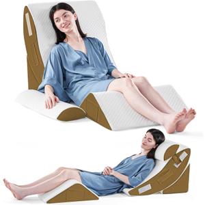 Yojoker 4PCS Orthopedic Bed Wedge Pillow Set for Sleeping, Post Surgery Foam Pillow for Body, Back and Leg Pain Relief, Triangle Adjustable Support Pillow - Acid Reflux Sleeping Pillows Brown