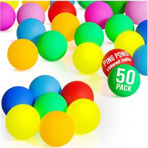 D-Xam 50 Pack Colored or White Ping Pong Balls 40mm Table Tennis Ball for Games Arts Pong Balls for Party Pet Toys Teachers Must Have School Activities