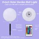8 Inch Solar Globe Lights Outdoor Waterproof, LED Solar Ball Light Outdoor 16 RGB Colors 4 Modes with Remote Control, Solar Shpere Lamp Orb Light for Patio,Garden,Yard,Beach,Pathway