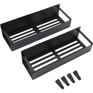 Zerodis Magnetic Rack for Refrigerator, 2PCS Seasoning Organizer Gadgets with Hooks Organizer Shelf for Kitchen Organization and Storage (Black)