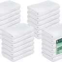 Pack of 24 White Bath Towels - Economy Cheap 22x44 Inches - Lightweight Quick Drying Towels Sets for Commercial Uses, Gym, Salon, Spa & Hair