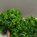 Artificial Eucalyptus Topiary Ball Trees for Outdoor Set of 2 Fake Plant Bushes with Ground Spike UV Resistant Faux Shrubs for Garden Front Porch, Green