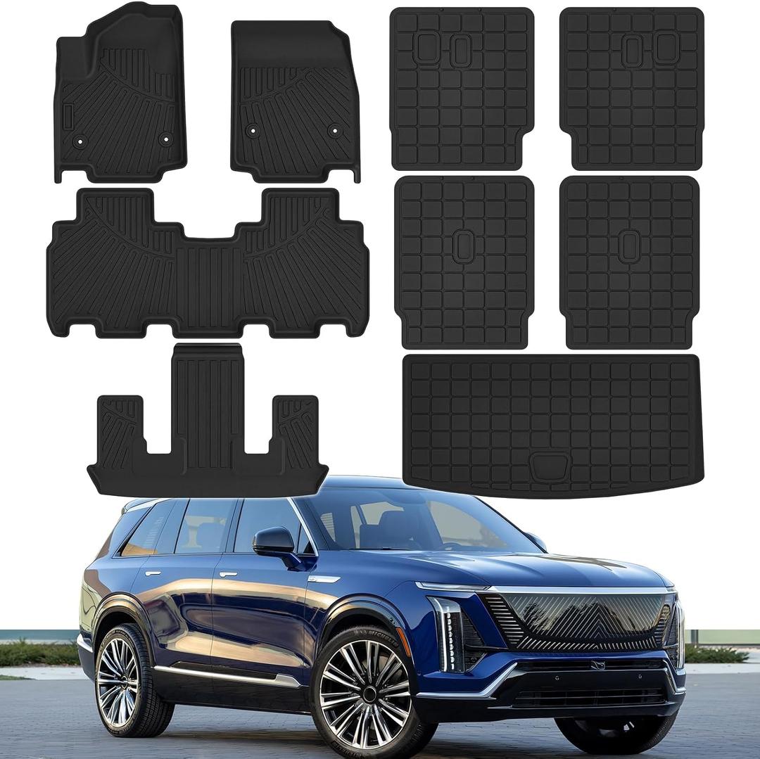 Floor Mats & Trunk Mat for 2026 Cadillac Vistiq EV (6-Seat)
All Weather TPE Custom Mats Set, Durable Non Slip Protection For 1st, 2nd & 3rd Row Floor Liners, Cargo And Backrest Mats