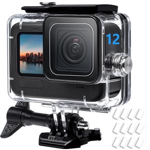 FitStill Underwater Waterproof Diving Housing for Go Pro Hero 12/11/10/9 Black,60M/196FT Protective Underwater Diving Housing Shell Hero 12/11/10/9 Black Accessories(Not for Hero 13)