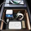 Tesla USB Hub Charger & Center Console Organize for Model 3 Highland 2024-2025 & New Model Y Juniper, 4-Port Docking Station for Phone/Headphones/Watch/Tablet Charging Storage Accessories