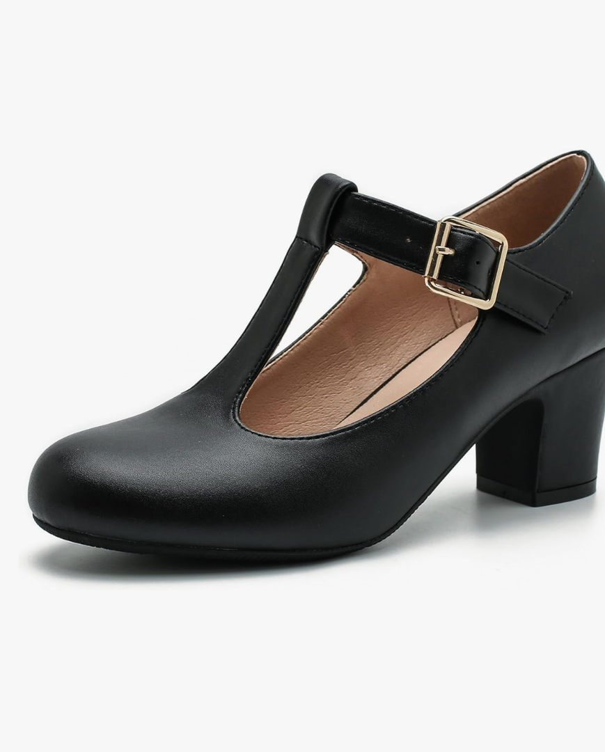 Women's Mary Jane Pumps T-Strap Block Chunky High Heels Ankle Strap Buckle Comfortable Wedding Dress Evening Party Shoes, Size 9.5 