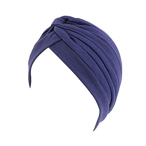 beauty YFJH Women's Cotton Turban Head Wrap Cancer Chemo Beanies Cap Headwear Cap Bonnet Hair Loss Hat Navy, 2XL