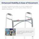 Drive Medical 2-Button Standard Foldable Walker for Seniors & Adults - Adjustable Legs - Lightweight Aluminum Construction - 350 Lb Weight Capacity - Basic Walking Aid - Silver
