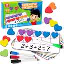 Coogam Magnetic Ten Frame Set, Math Manipulative Games for Kids with 6 Ten Frames 60 Magnetic Math Counters, Montessori Educational Toy Gift for Preschool Kindergarten 3 4 5 Year Old Toddlers