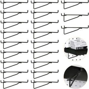 20 Pack Pegboard Shelf Hooks, 6" Black Pegboard Shelf Brackets Hooks Fits 1/4 Pegboard, Heavy Duty Peg Board Shelves for Workbench, Craft Shop, Retail Shop Garage, Kitchen,Tool Organizer, 20lbs