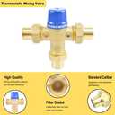 Hydro Master Thermostatic Mixing Valve, LF Brass Construction, Temperature Control, 3/4 Inch Sweat