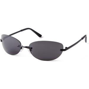 JUDOO Y2K Oval Sunglasses for Men Women 90s Vintage Rectangle Cool Glasses (Black)