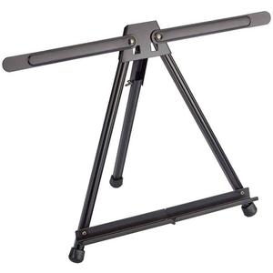 KINGART 744 Adjustable Black Aluminum Table Top Display Easel with Extension Arm Wings -15" to 21" High - Portable Artist Tripod Folding Frame Stand - Holds Canvas, Paintings, Books, Photos, Signs