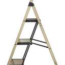 Step Ladder 3-Step Champagne Gold Finish Aluminum Folding Step Ladders,Anti-Slip Max 330 lbs