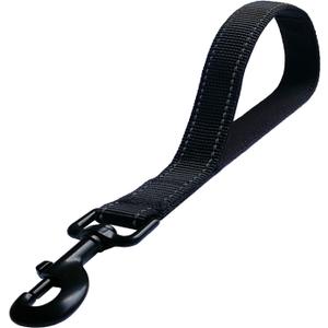Short Nylon Dog Lead - Heavy Duty Padded Handle - Reflective Black, 12 Inch for Large & Medium Dogs