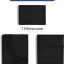 3 Piece Twin Sheets Set | Twin Bed Sheets Set Light Weight, Soft Breathable Sheets | Brushed Cotton Rich Blend | Secure-Fit, Wrinkle Resistant, Durable, Easy Care Bed Sheets | Comfy Sheets | Black