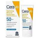 CeraVe 100% Mineral Sunscreen SPF 50, Face sunscreen With Zinc Oxide & Titanium Dioxide, Hyaluronic Acid + Niacinamide + Ceramides, Oil Free, Travel Size 2.5 oz