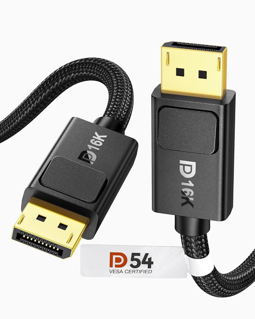 Silkland 54Gbps DisplayPort Cable 2.1 [VESA Certified], [8K@165Hz, 4K@480Hz 360Hz 240Hz] DP 2.1 Cable 16K, DP54 HDR DSC 1440P Display Port Cord Compatible G-Sync Gaming Monitor 5090 7900XTX, 6.6FT