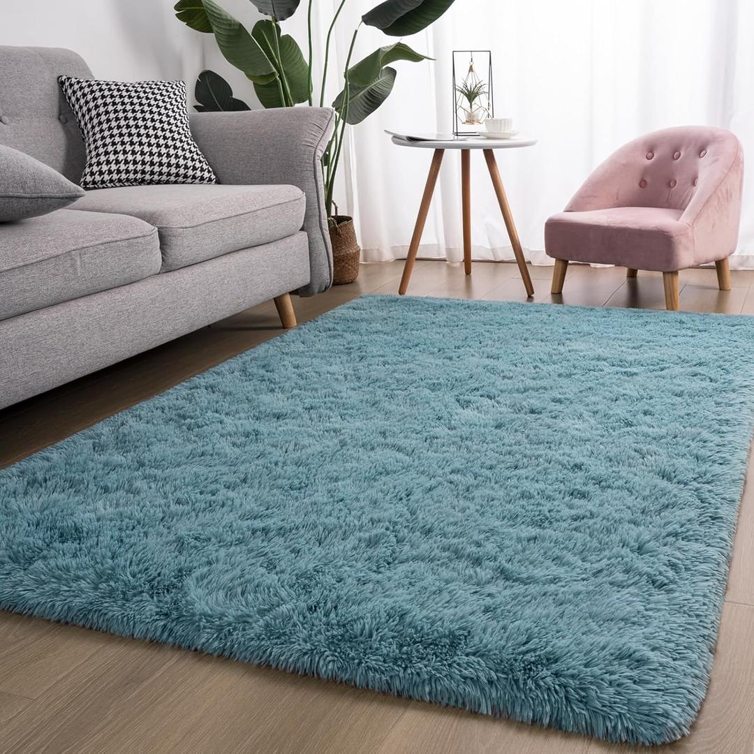 Kelarea Area Rug for Living Room, 3x5 Non-Slip Turquoise Green Rug Fluffy Soft Shag Rugs, Fuzzy Shaggy Plush Carpet for Bedroom, Nursery Rooms, Home Dorm (2'11" x 4'11" (Rectangular))
