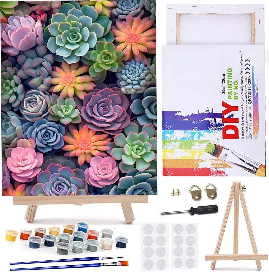 Kit for Adults Beginners Canvas Pictures with Framed Drawing Painting Works with Wooden Triangle Easel Acrylic Pigment Sunflower Butterfly Visit the MaiMMaledy Store