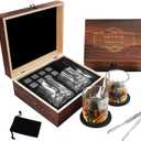 Whiskey Stones Gift Set,Whiskey Glasses Set 8 Granite Chilling Whisky Rocks, 2 Bourbon Glasses,Best Drinking Gifts for Men Dad Husband Birthday Anniversary PresentPlus 2 Free Coasters.