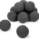 Ceramic Fire Balls for Gas Fire Pits, 4" Set of 12 Reusable Black Fireplace Balls for Indoor and Outdoor Fire Pits, Heaters, Traditional/Gas/Electric Fireplaces