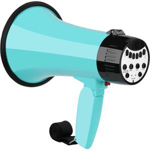 20W Megaphone Bullhorn| Bull Horn Loud Speaker with Bluetooth | Mega Phone Built-in Siren & Whistle Plus Recording funcation | Voice Changer for Adults, Kids, Party Games and Outdoor (Teal)