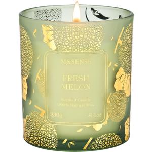 M&SENSE Naturally Scented Vegan Soy Candles, Fresh Melon Scented Candles, 8.1oz Long Burning 42-Hour Burn Time,Home Fragrance for Air Purifying, Relaxing, Gift Ideas for Moms & Dads