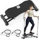 Pilates Balance Board with Resistance bands - Portable Ski Machine Featuring Lcd Monitor, Wobble Board and Balance Pad 330 lbs Capacity Waist twister (Black)
