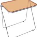 Clear Acrylic Small Folding Table, Acrylic Folding TV Tray Table, No Assembly Required Tiny Desk for Home Office Side Table Computer Desk for Small Spaces, Tawny