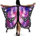Spooktacular Creations 3pcs Adult Halloween Violet Butterfly Wing, Women Halloween Costumes Accessories, Shawl Wing with Lace Mask and Black Headband (Purple)