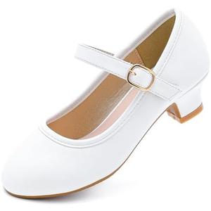 Dufannie Girls Dress Shoes Low Heel Princess Flats Mary Jane Flower Wedding Party Glitter Shoes for Kids Toddler Kid's 11
