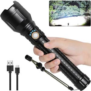 LBE Rechargeable Brightest LED Flashlight, 99,000 High Lumens Super Bright Powerful Flashlight with 5 Modes, IPX7 Waterproof Handheld Large Flash Light for Emergencies Camping