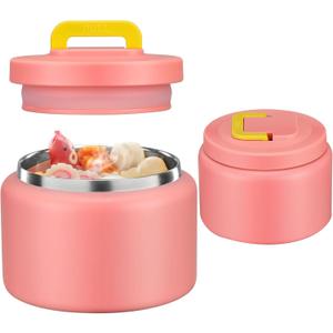 JXXM 8 Oz Thermo Food Jar for Hot & Cold Food for Kids, Insulated Lunch Containers Hot Food Jar,Leak-Proof Vacuum Stainless Steel Wide Mouth Lunch Soup Thermo for School (PINK-Pure)