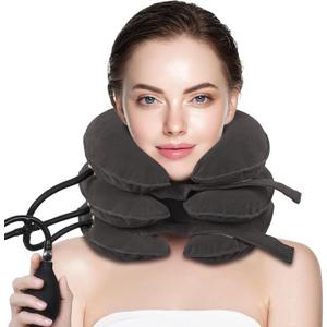 Neck Stretcher, Cervical Traction Device, Neck Traction Device, Neck Pain Relief, Adjustable Inflatable Neck Brace & Neck Stretcher Cervical Traction, Neck Decompression Home Use (Brown)