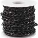 Craftdady 16.4 Feet Aluminum Curb Chain Link Black Twisted Cable Cross Chain Unwelded 12x7mm with Spool for Bracelet Necklace Tassel Earring Jewelry Making