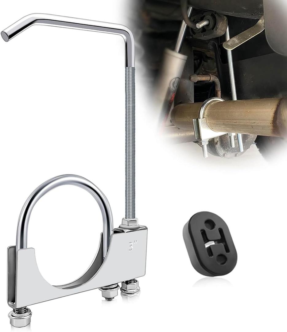 3" Universal Exhaust Clamp with Hanger,Made of Heavy-Duty Steel Clamp with Rear Muffler Hanger Exhaust Pipe,Exhaust System Hanger Car Truck Exhaust Pipe,2PCS (1Pcs 3 Inch)