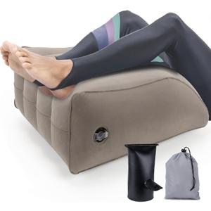 Wedge Pillow for Sleeping - Inflatable Leg Elevation Pillow for Swelling, Circulation, Leg & Back Pain Relief, Leg Elevating Pillow, Leg Pillow for Post-Surgery, Hip, Foot, Ankle Recovery (Grey)