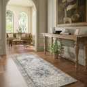 Machine Washable Kitchen Runner Rugs: 2'6"x8' Hallway Runner Rug Non Slip Low Pile Stain Resistant Soft Carpet Runners for Hallways Indoor Entryway Kitchen Laundry Room Beside Farmhouse (Brown And Green)