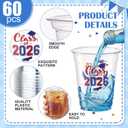 Amyhill 60 Pack 12oz Graduation Cups 2026 Graduation Decorations Disposable Plastic Cups Sturdy&Durable Drinkware for Class of 2026 Decorations Congrats Grad Party Favors Supplies (White)