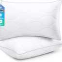 COZSINOOR Bed Pillows Queen Size Set of 2 - Cooling Down Alternative Pillows, Hotel-Quality Fluffy Microfiber Fill for Side, Back & Stomach Sleepers, Breathable & Skin-Friendly (Gray White)