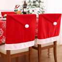 Smiry Christmas Chair Covers Set of 2, Red Santa Hat Chair Back Covers Dining Room, Washable Removable Slipcovers for Christmas Party Holiday Decoration