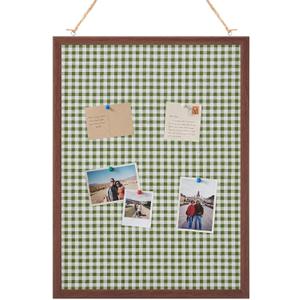 Leinuosen 17 x 23 Cork Board for Walls Decorative Cork Boards Green Gingham Home Decor Small Linen Bulletin Board Framed with Pins for Home Room School Office Decor