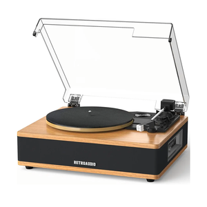 Vinyl Record Player with Built-in Speakers Support Bluetooth in & Out Turntable 3 Speeds High Fidelity Record Player with Magnetic Cartridge AT-3600L Support Auto Stop, RCA Output, AUX in (Walnut)