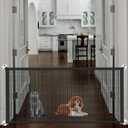 Magic Pet Gate for The House, 71.5" W X 31" H Portable Extra Wide Dog Gates for Doorways, Stairs, No Drill Durable Mesh Puppy Dog Safety Fence Guard, 6 Hooks
