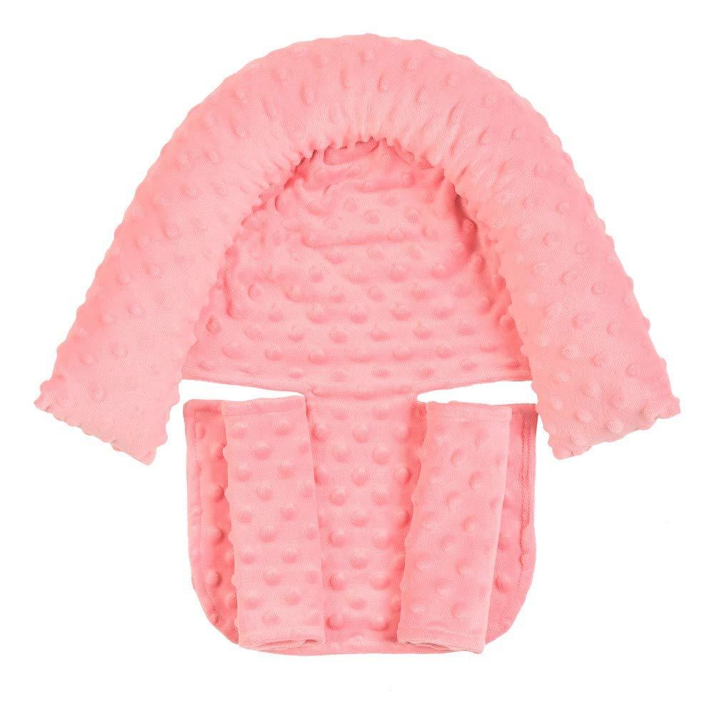Baby Infant Head and Neck Support Pillow with Seat Belt for Car Seat -Extra Soft 3-in-1 Toddler Car Seat Insert Cushion Pad for Car Seats Water Pink