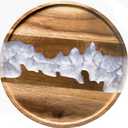 Comfify Visually Stunning Pearl White Resin + Acacia Wood Serving Tray - Modern Round 12" Serving Tray for Food, Breakfast in Bed, Coffee Table, Decor, Organization, Snacks, Patio, Lap Tray (11.8")